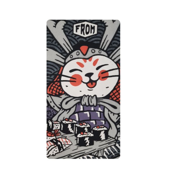 ZARA Men's SUSHI Print Knit Tee MEDIUM Samurai CAT T-SHIRT Grey Sword Cotton - Picture 3 of 8